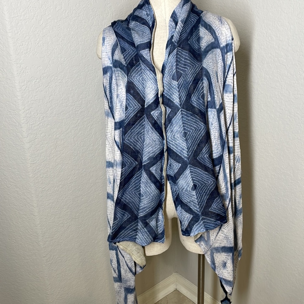 New Soft Surroundings indigo desert gauze linen vest reversible - Picture 3 of 7